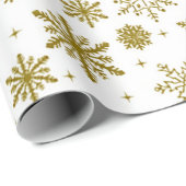 Papier Cadeau Impression de Noël blanc Gold (Coin rond)