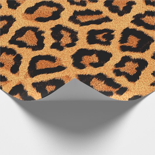 Papier Cadeau Impression de peau de léopard orange (Coin)