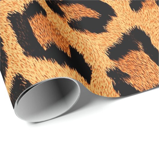 Papier Cadeau Impression de peau de léopard orange (Coin rond)