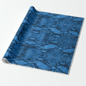 Papier Cadeau Impression de peau de serpent bleu (Déroulé)