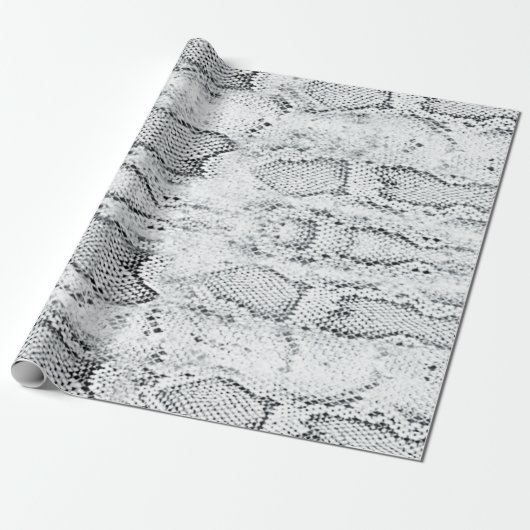 Papier Cadeau Impression de peau de serpent Python blanc (Déroulé)