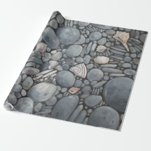 Papier Cadeau Impression de peinture de galets et de coquillages
