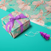 Papier Cadeau Impression de petite danseuse aux pastels bleus et