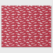 Papier Cadeau Impression de requins rouges et blancs (Plat)