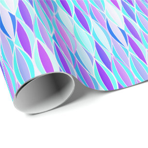 Papier Cadeau Impression de ruban de milieu de siècle - violet e