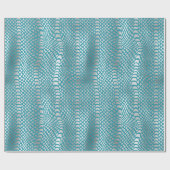 Papier Cadeau Impression de serpent d'argent bleu turquoise (Plat)