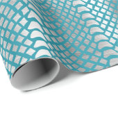 Papier Cadeau Impression de serpent d'argent bleu turquoise (Coin rond)
