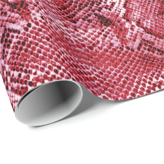 Papier Cadeau Impression de serpent rose chaud (Coin rond)