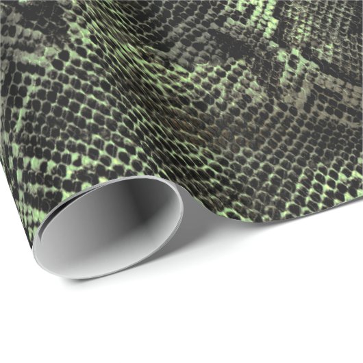 Papier Cadeau Impression de serpent vert (Coin rond)