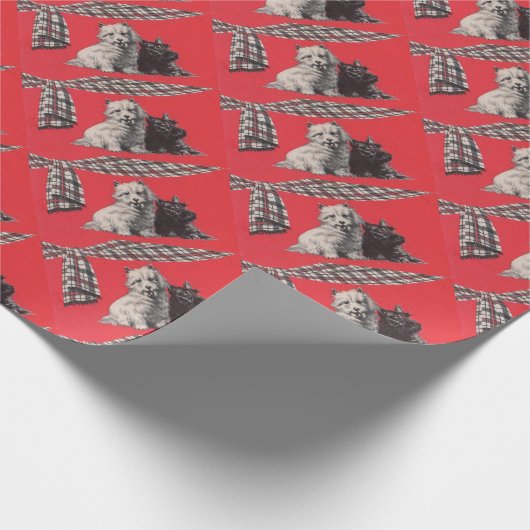 Papier Cadeau impression de terriers écossais adorables (Coin)