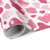 Papier Cadeau Impression de vache rose (Coin rond)