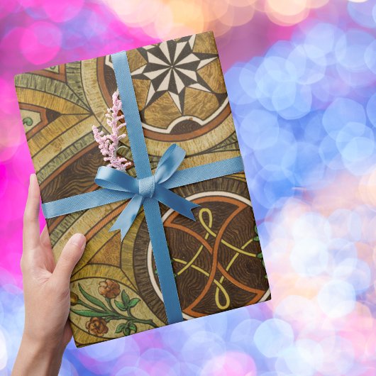 Papier Cadeau Impression décorative ancienne en bois