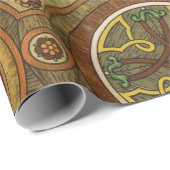 Papier Cadeau Impression décorative ancienne en bois (Coin rond)