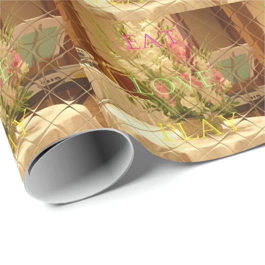 Papier Cadeau Impression des fleurs reflétées (Coin rond)