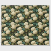 Papier Cadeau Impression d'hydrangea délicate minimaliste (Plat)