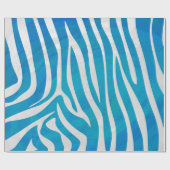 Papier Cadeau Impression en bleu et blanc Zebra (Plat)
