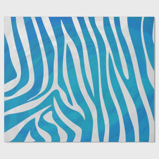 Papier Cadeau Impression en bleu et blanc Zebra (Plat)