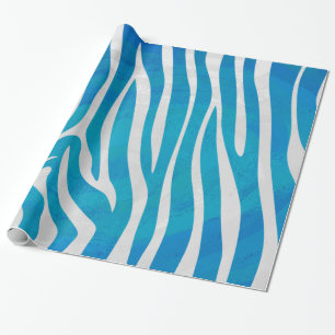 Papier Cadeau Impression en bleu et blanc Zebra