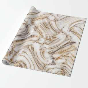 Papier Cadeau Impression en marbre blanc et or transparente