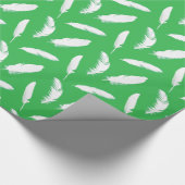 Papier Cadeau Impression en plumes blanches sur vert jade (Coin)