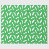 Papier Cadeau Impression en plumes blanches sur vert jade (Plat)