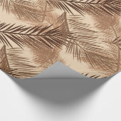 Papier Cadeau Impression feuille de palmier, marron foncé, beige (Coin)