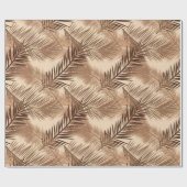 Papier Cadeau Impression feuille de palmier, marron foncé, beige (Plat)
