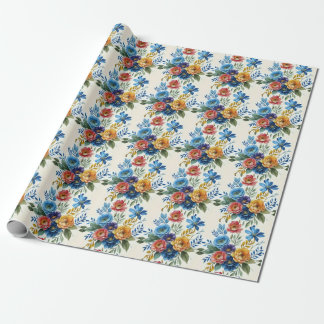 Papier Cadeau Impression florale d'aquarelle de printemps