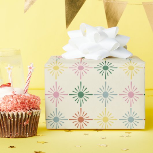Papier Cadeau Impression florale géométrique en fleur rétro (Fête d'anniversaire)