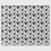 Papier Cadeau Impression florale noir et blanc (Plat)