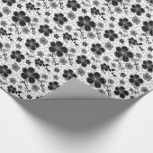 Papier Cadeau Impression florale noir et blanc (Coin)