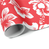 Papier Cadeau Impression florale rouge hawaïenne de ketmie (Coin rond)