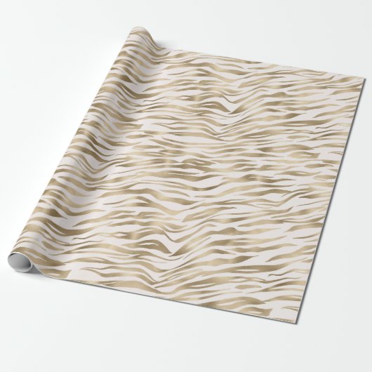 Papier Cadeau Impression Gold Zebra (Déroulé)