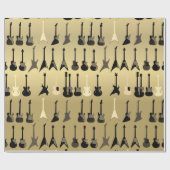 Papier Cadeau Impression Guitare vintage de luxe (Plat)