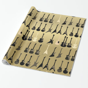 Papier Cadeau Impression Guitare vintage de luxe
