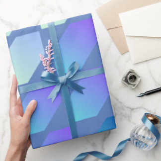 Papier Cadeau Impression Hexagone de dégradé bleu
