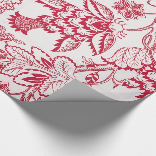 Papier Cadeau Impression Jacobean rouge (Coin)