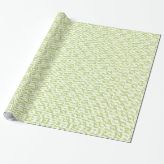 Papier Cadeau Impression Japonaise Vert Clair Et Blanc (Déroulé)