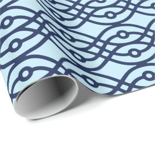 Papier Cadeau Impression kimono, bleu marine et bleu clair