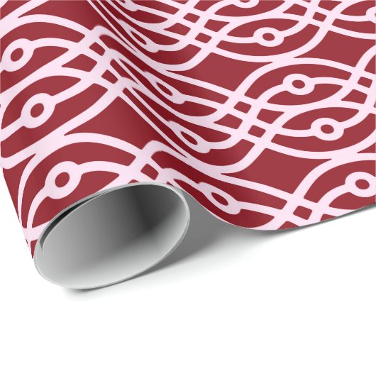 Papier Cadeau Impression kimono, bordeaux et rose (Coin rond)
