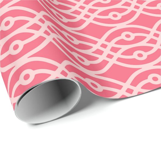 Papier Cadeau Impression kimono, rose corail profond (Coin rond)