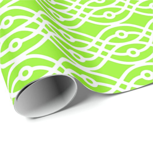 Papier Cadeau Impression kimono, vert citron et blanc (Coin rond)