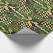 Papier Cadeau Impression Kwanzaa Kente (Vert/Or) (Coin)