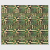 Papier Cadeau Impression Kwanzaa Kente (Vert/Or) (Plat)