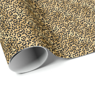 Papier Cadeau Impression léopard noir et or Impression animalièr