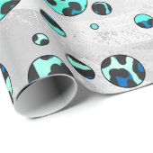 Papier Cadeau Impression léopard noir et sarcelle (Coin rond)