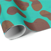 Papier Cadeau Impression marron et sarcelle Dalmatien (Coin rond)