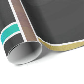 Papier Cadeau Impression Mondrian Brun Sarcelle Noir (Coin rond)