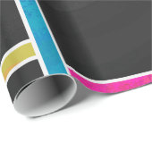 Papier Cadeau Impression noir rose bleu monochrome (Coin rond)