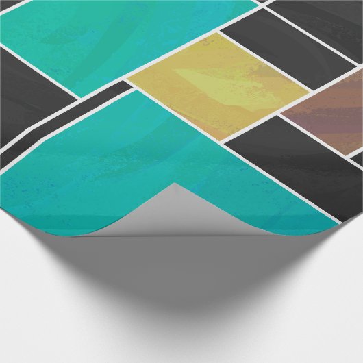 Papier Cadeau Impression noire Brown Turquoise Mondrian (Coin)